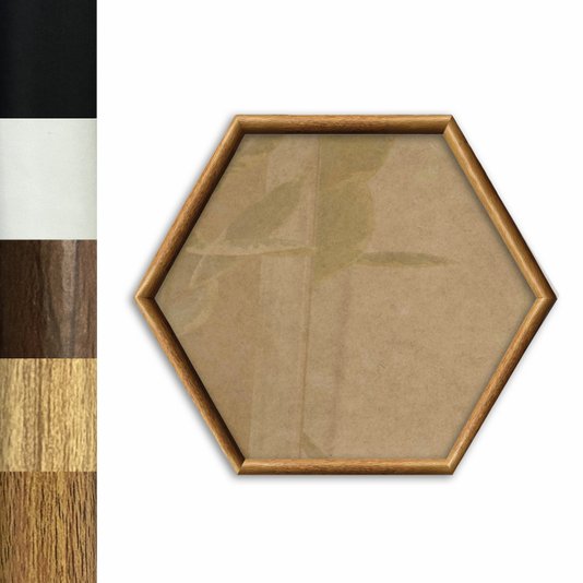 Moldura Hexagonal Abaulada Lisa Revestida para Quadros com Fundo MDF E Frente Em Vidro - 2x3
