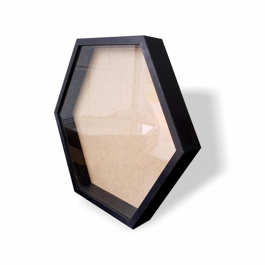 Moldura Hexagonal Caixa Alta com Vidro para Quadros Quilling e Scrapbook - 1,5x4,5