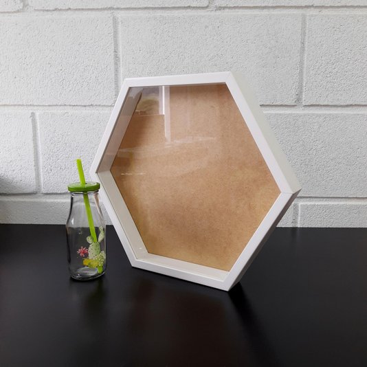 Moldura Hexagonal Caixa Alta com Vidro para Quadros Quilling e Scrapbook - 1,5x4,5