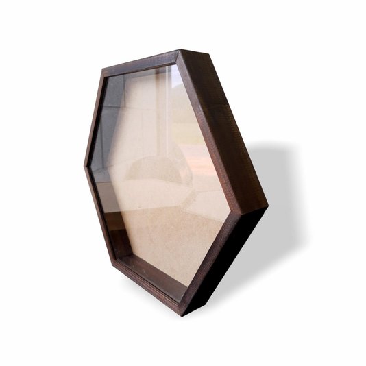 Moldura Hexagonal Caixa Alta com Vidro para Quadros Quilling e Scrapbook - 1,5x4,5