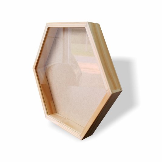 Moldura Hexagonal Caixa Alta com Vidro para Quadros Quilling e Scrapbook - 1,5x4,5