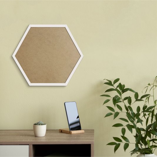 Moldura Hexagonal Caixinha para Quadros com Fundo MDF e PVC Antirreflexo - 1,5x3