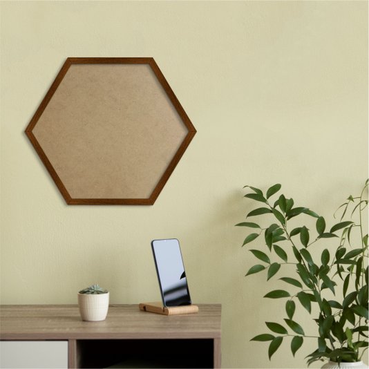Moldura Hexagonal Caixinha para Quadros com Fundo MDF e PVC Antirreflexo - 1,5x3
