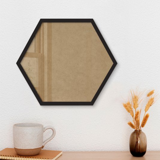 Moldura Hexagonal Caixinha para Quadros com Fundo MDF e Vidro - 1,5x3