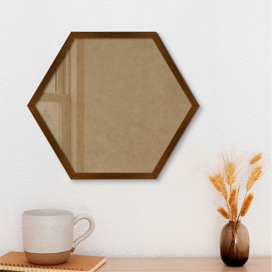 Moldura Hexagonal Caixinha para Quadros com Fundo MDF e Vidro - 1,5x3