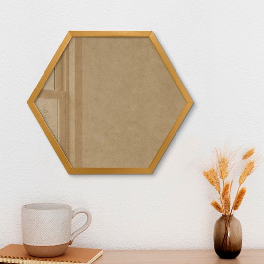 Moldura Hexagonal Caixinha para Quadros com Fundo MDF e Vidro - 1,5x3