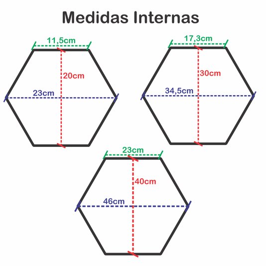 Moldura Hexagonal Caixinha para Quadros com Fundo MDF e Vidro - 1,5x3