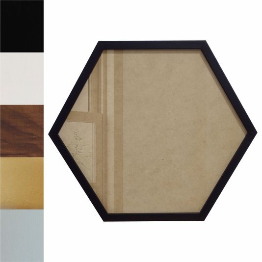 Moldura Hexagonal Caixinha para Quadros com Fundo MDF e Vidro - 1,5x3