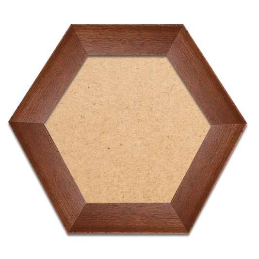 Moldura Hexagonal Chanfrada com Acabamento Côncavo Estilo Madeira Rústica Com Fundo MDF - 5x2,1