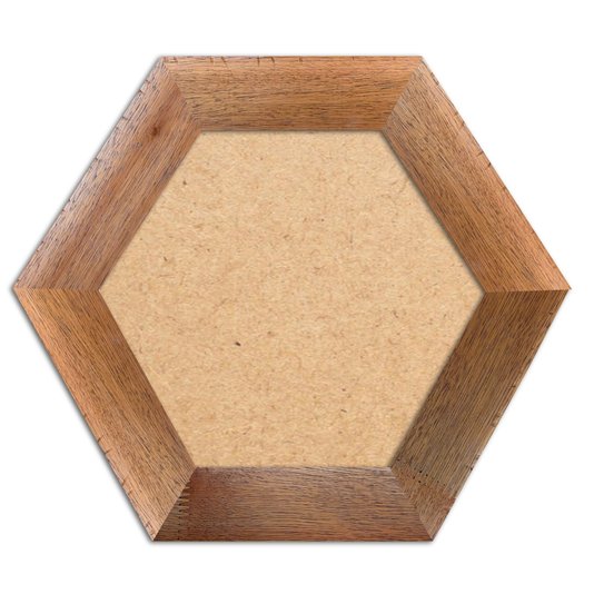 Moldura Hexagonal Chanfrada com Acabamento Côncavo Estilo Madeira Rústica Com Fundo MDF - 5x2,1