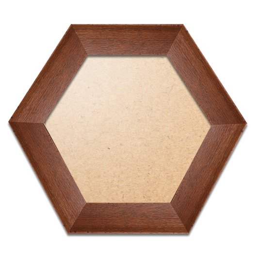 Moldura Hexagonal Chanfrada com Acabamento Côncavo Estilo Madeira Rústica Com Fundo MDF E Frente Em PVC Antirreflexo - 5x2,1