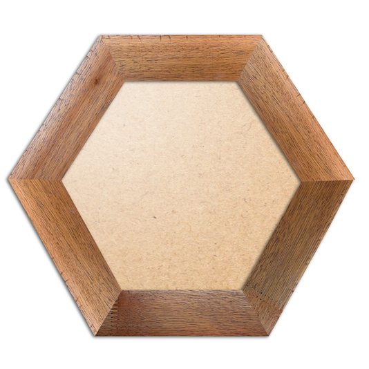 Moldura Hexagonal Chanfrada com Acabamento Côncavo Estilo Madeira Rústica Com Fundo MDF E Frente Em PVC Antirreflexo - 5x2,1