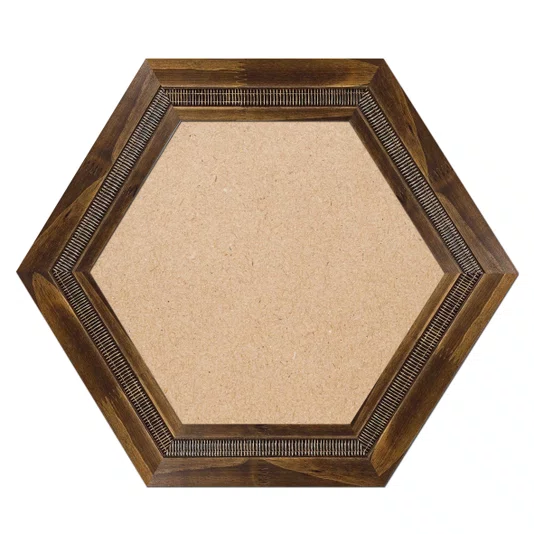 Moldura Hexagonal com Friso e Gravação de Padrão de Traços para Quadros e Fotos com Fundo Mdf - 6,6x1,7