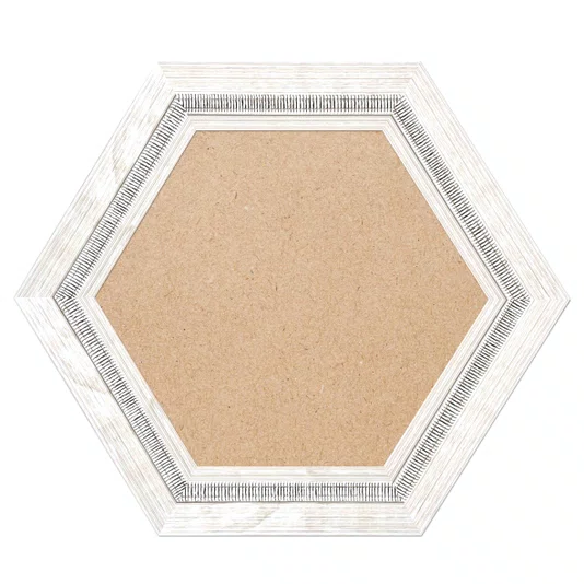 Moldura Hexagonal com Friso e Gravação de Padrão de Traços para Quadros e Fotos com Fundo Mdf - 6,6x1,7