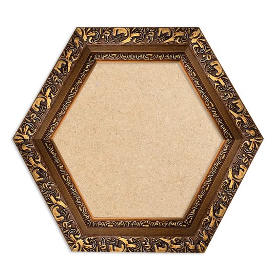 Moldura Hexagonal Com Gravação De Arabescos Com Fundo MDF - 7,2x3,3