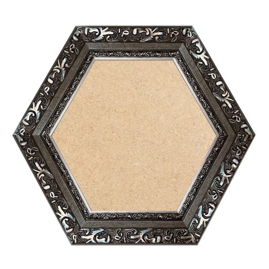 Moldura Hexagonal Com Gravação De Arabescos Com Fundo MDF - 7,2x3,3