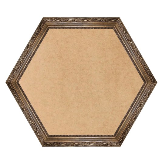 Moldura Hexagonal Com Gravação De Folhagens Com Fundo MDF - 4,5x2