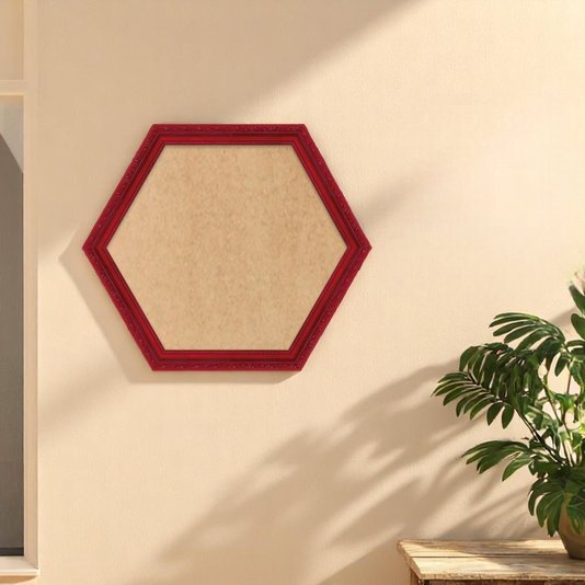 Moldura Hexagonal Com Gravação De Ornamentos Com Fundo MDF - 3,4x1,4