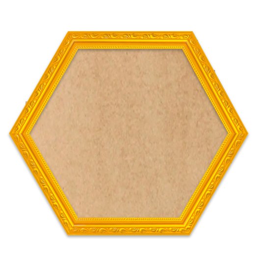 Moldura Hexagonal Com Gravação De Ornamentos Com Fundo MDF - 3,4x1,4