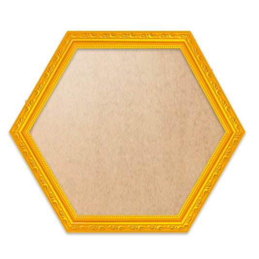 Moldura Hexagonal Com Gravação De Ornamentos Com Fundo MDF E Frente Em PVC Antirreflexo - 3,4x1,4