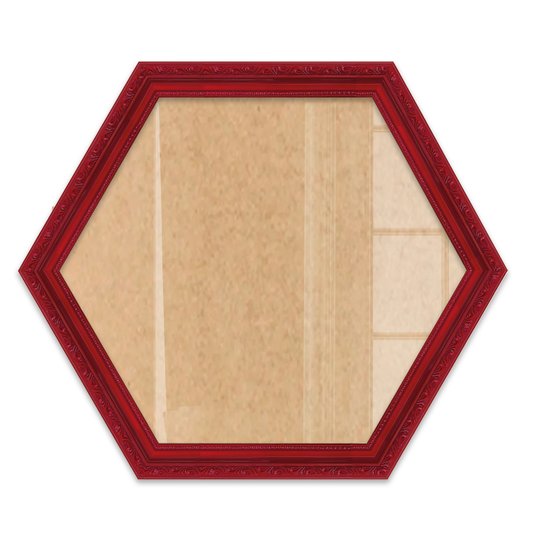 Moldura Hexagonal Com Gravação De Ornamentos Com Fundo MDF E Frente Em Vidro - 3,4x1,4