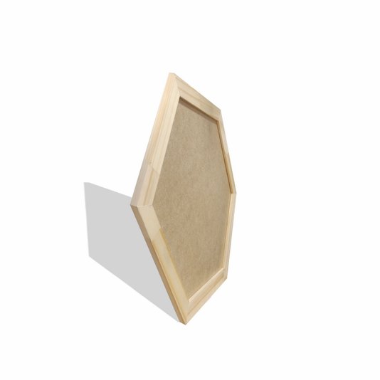 Moldura Hexagonal de Pinus Natural para Quadros com Fundo MDF - 3x1,5