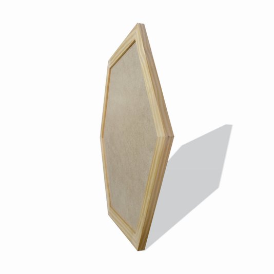 Moldura Hexagonal de Pinus Natural para Quadros com Fundo MDF - 2x1