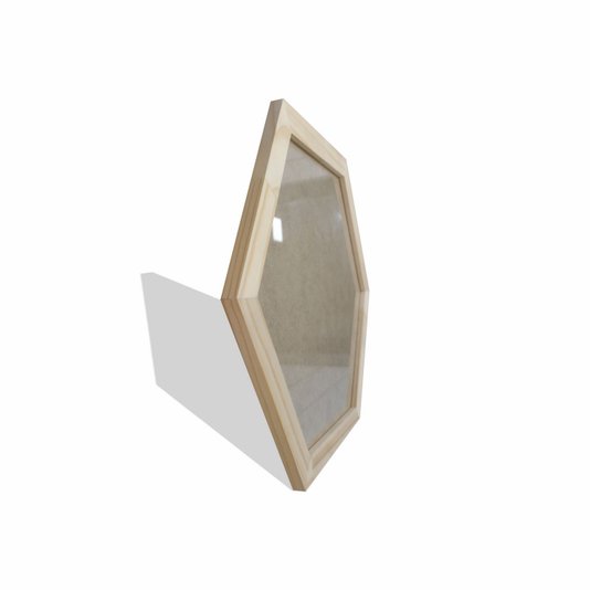 Moldura Hexagonal de Pinus Natural para Quadros com Fundo MDF e Vidro - 3x1,5