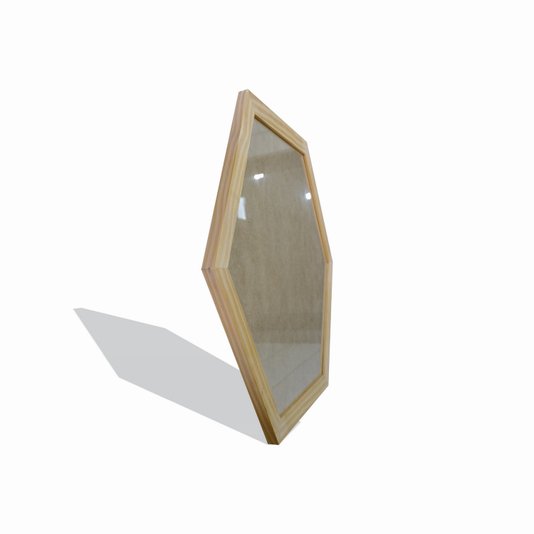 Moldura Hexagonal de Pinus Natural para Quadros com Fundo MDF e Vidro - 2x1