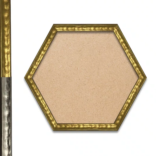 Moldura Hexagonal Efeito Metal Martelado para Quadros e Fotos com Fundo Mdf - 2x1,8