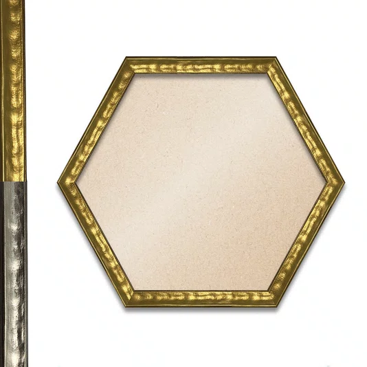 Moldura Hexagonal Efeito Metal Martelado para Quadros e Fotos com Fundo Mdf e Frente em PVC Antirreflexo - 2x1,8