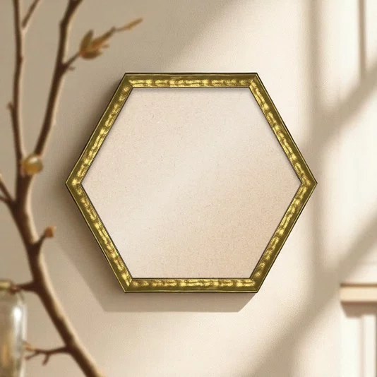 Moldura Hexagonal Efeito Metal Martelado para Quadros e Fotos com Fundo Mdf e Frente em PVC Antirreflexo - 2x1,8