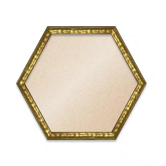 Moldura Hexagonal Efeito Metal Martelado para Quadros e Fotos com Fundo Mdf e Frente em PVC Antirreflexo - 2x1,8