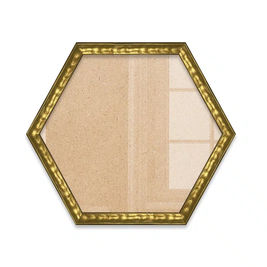 Moldura Hexagonal Efeito Metal Martelado para Quadros e Fotos com Fundo Mdf e Frente em Vidro - 2x1,8