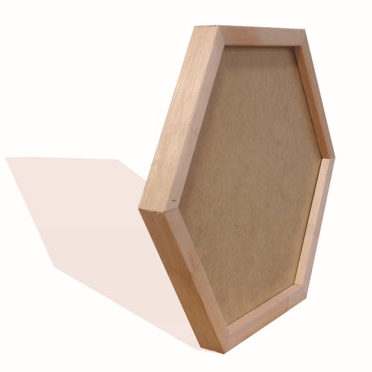 Moldura Hexagonal em Madeira Eucalipto para Quadros com Fundo MDF - 2x3