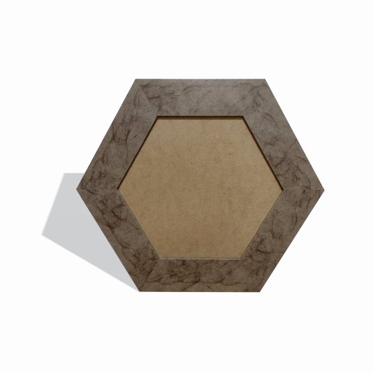 Moldura Hexagonal Larga Lisa para Quadros Revestida com Fundo MDF - 7x2