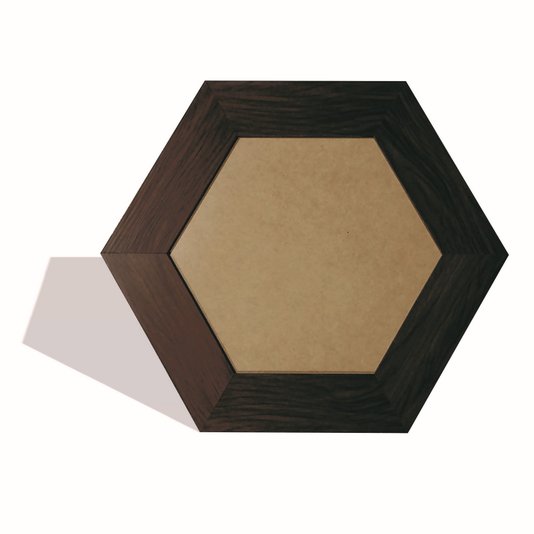 Moldura Hexagonal Larga Lisa para Quadros Revestida com Fundo MDF e PVC Antirreflexo - 7x2