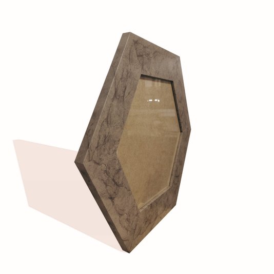 Moldura Hexagonal Larga Lisa para Quadros Revestida com Fundo MDF e Vidro - 7x2