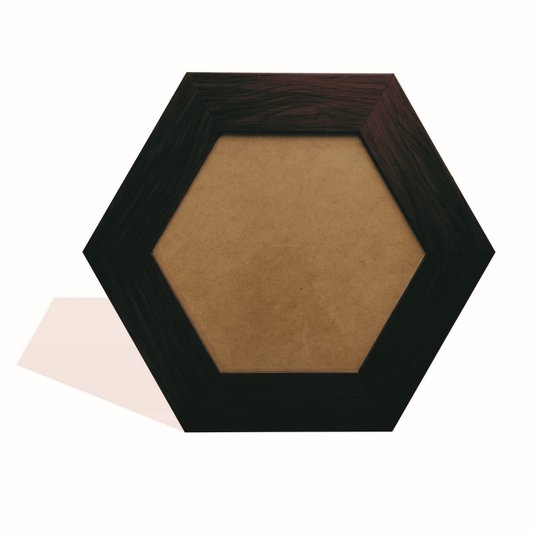 Moldura Hexagonal Larga Lisa para Quadros Revestida com Fundo MDF e Vidro - 7x2