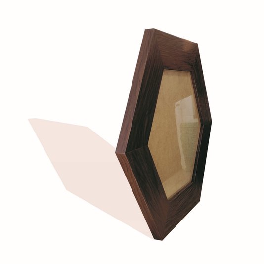 Moldura Hexagonal Larga Lisa para Quadros Revestida com Fundo MDF e Vidro - 7x2