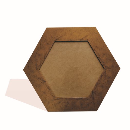Moldura Hexagonal Larga Lisa para Quadros Revestida com Fundo MDF e Vidro - 7x2