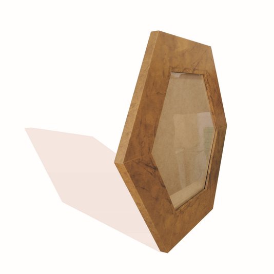 Moldura Hexagonal Larga Lisa para Quadros Revestida com Fundo MDF e Vidro - 7x2