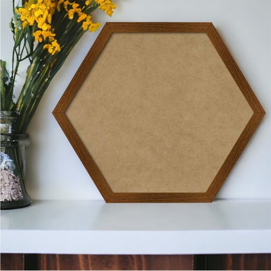 Moldura Hexagonal Lisa Revestida para Quadros com Fundo Mdf e PVC Antirreflexo - 2x2