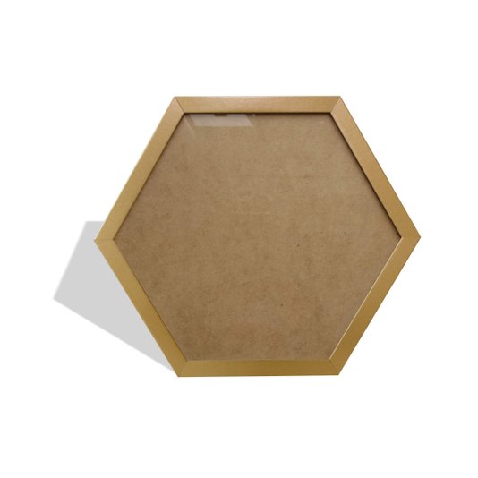 Moldura Hexagonal Lisa Revestida para Quadros com Fundo MDF e Vidro - 2x1