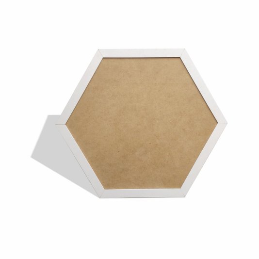 Moldura Hexagonal Lisa Revestida para Quadros com Fundo MDF e Vidro - 2x1