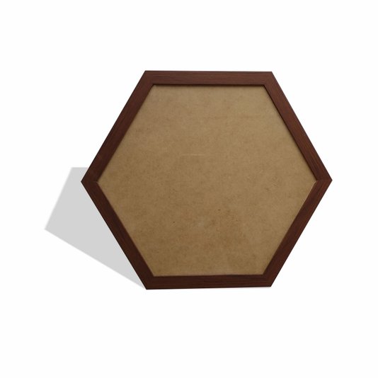 Moldura Hexagonal Lisa Revestida para Quadros com Fundo MDF e Vidro - 2x1