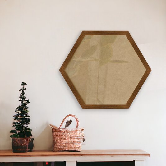 Moldura Hexagonal Lisa Revestida para Quadros com Fundo Mdf e Vidro - 2x2