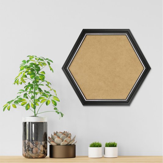 Moldura Hexagonal Micro Metalizada para Quadros com Fundo em MDF - 3,4x2,1