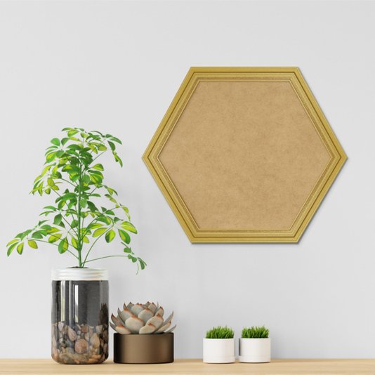 Moldura Hexagonal Micro Metalizada para Quadros com Fundo em MDF - 3,4x2,1