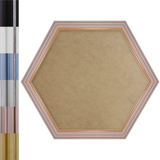 Moldura Hexagonal Micro Metalizada para Quadros com Fundo em MDF e PVC Antirreflexo - 3,4x2,1